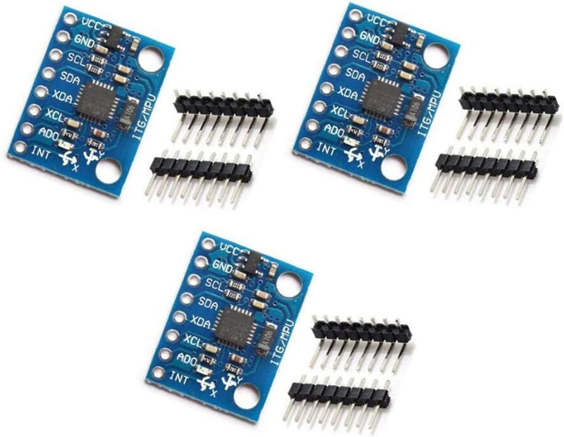 hiBCTR 3 Pieces GY-521 MPU-6050 MPU6050 3 Axis Accelerometer Gyroscope Module 6 DOF 6-axis Accelerometer Gyroscope Sensor Module 16 Bit AD Converter Data Output IIC I2C for Arduino - Image 1
